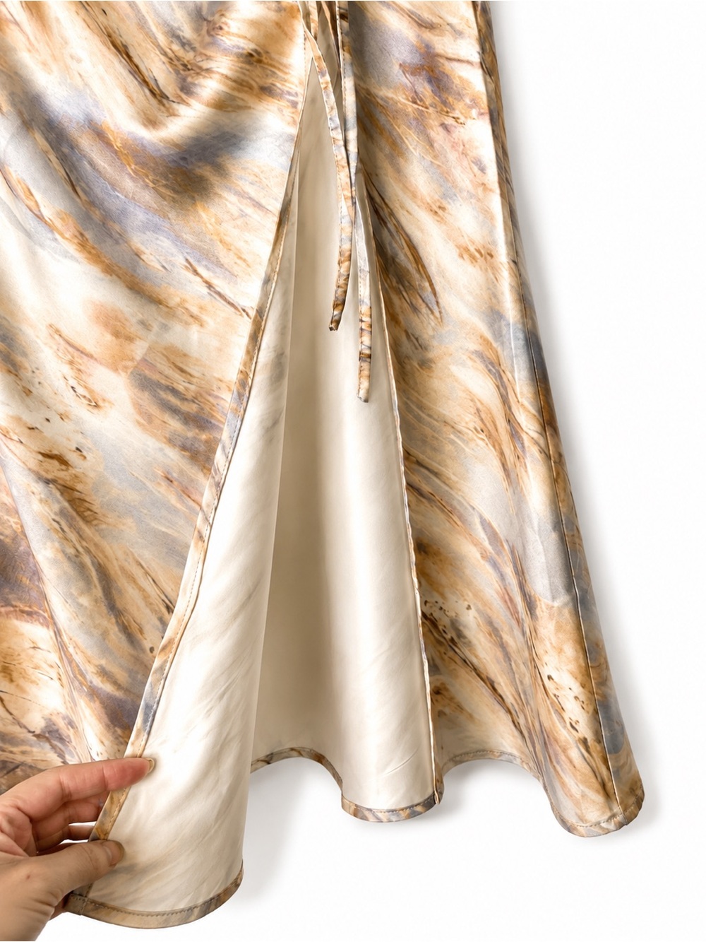 Micas ✨ Skirt Silky Marble-Print Bias Midi - Picture 4 of 14